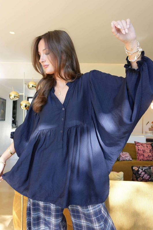 Balmoral Blouse Navy /4 =